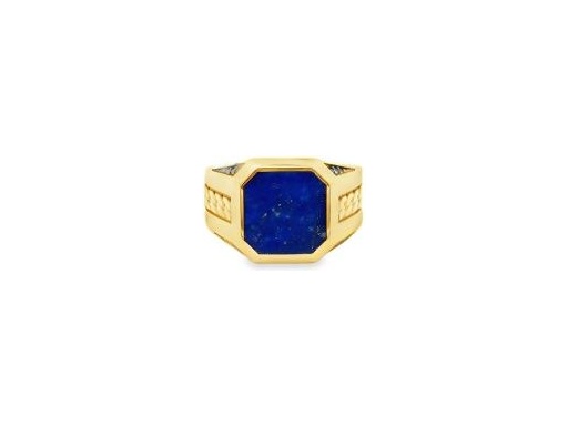 18K Yellow Gold Lapis & Black Stone Ring